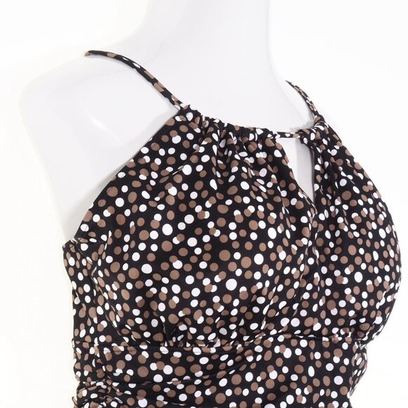 Catalina Swimsuit 18 W 20 W Piece Black Brown White Rouched Set in Bra 2X NWOT - Picture 5 of 10